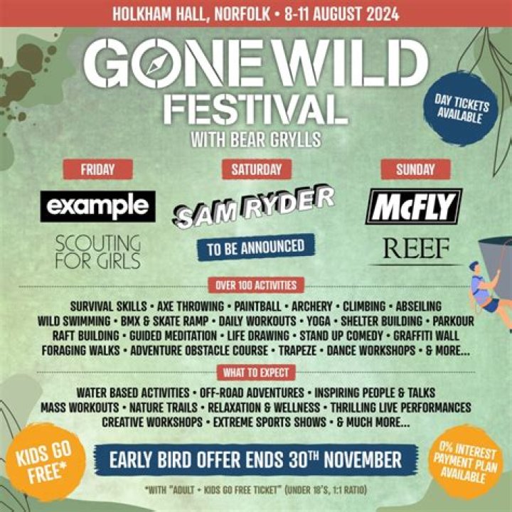Bear Grylls' Gone Wild Festival 2023 set for sunshine : The lineup, tickets and more