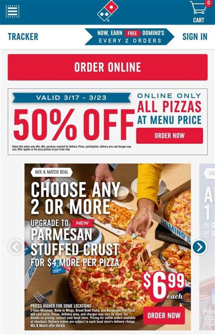 Dominos Pizza active coupon codes for December 2023