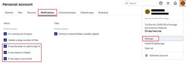 Dropbox: How to Disable the New Sign in Notification Emails?