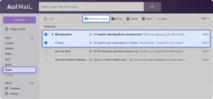 how to delete aol emails on android?