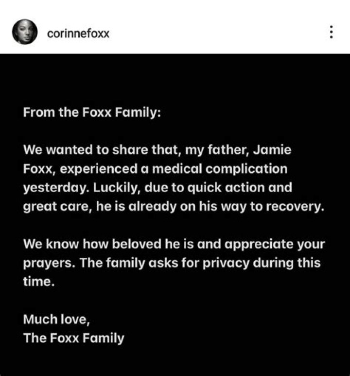“`html
Actor Jamie Foxx remains hospitalized as friends call for prayers