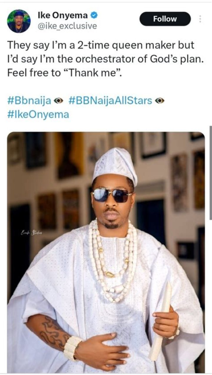 Ike Onyema Tells Ilebaye to Thank Him for Her Victory in BBNaija All Stars