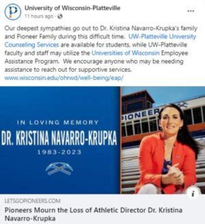 Kristina Navarro-Krupka Obituary, Platteville WI, Asst Professor At UW Platteville Has Tragically Died By Accident