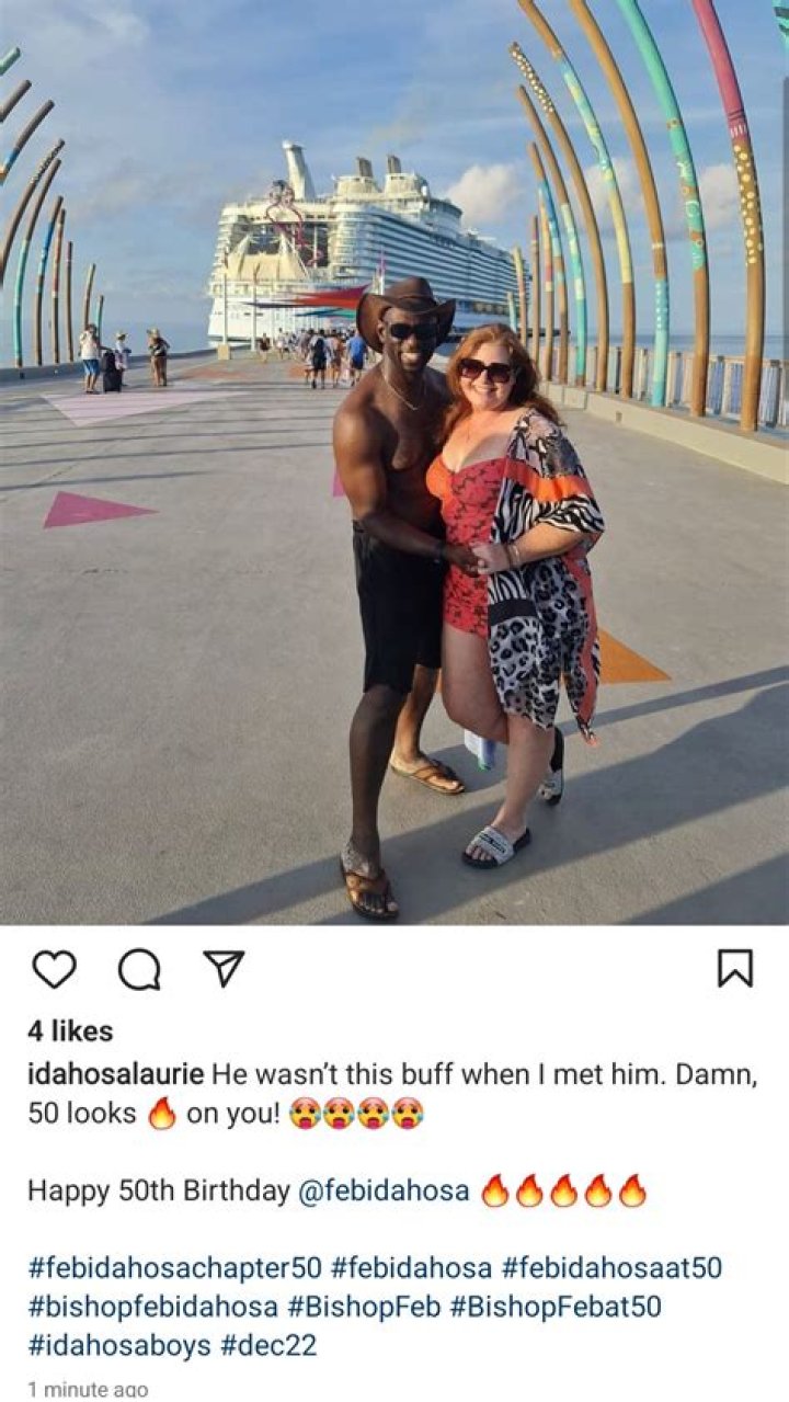 Laurie Idahosa gushes about buff husband Bishop FEB Idahosa as he turns 50