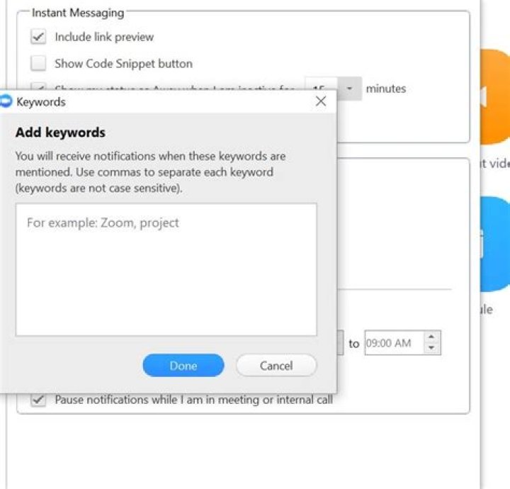 Setting Keyword Notifications on Zoom Chats?