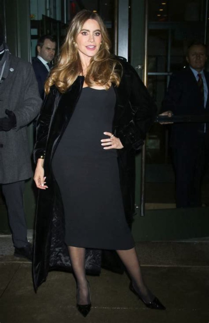 Sofia Vergara could be a 90s supermodel in sensational fitted dress and black stockings