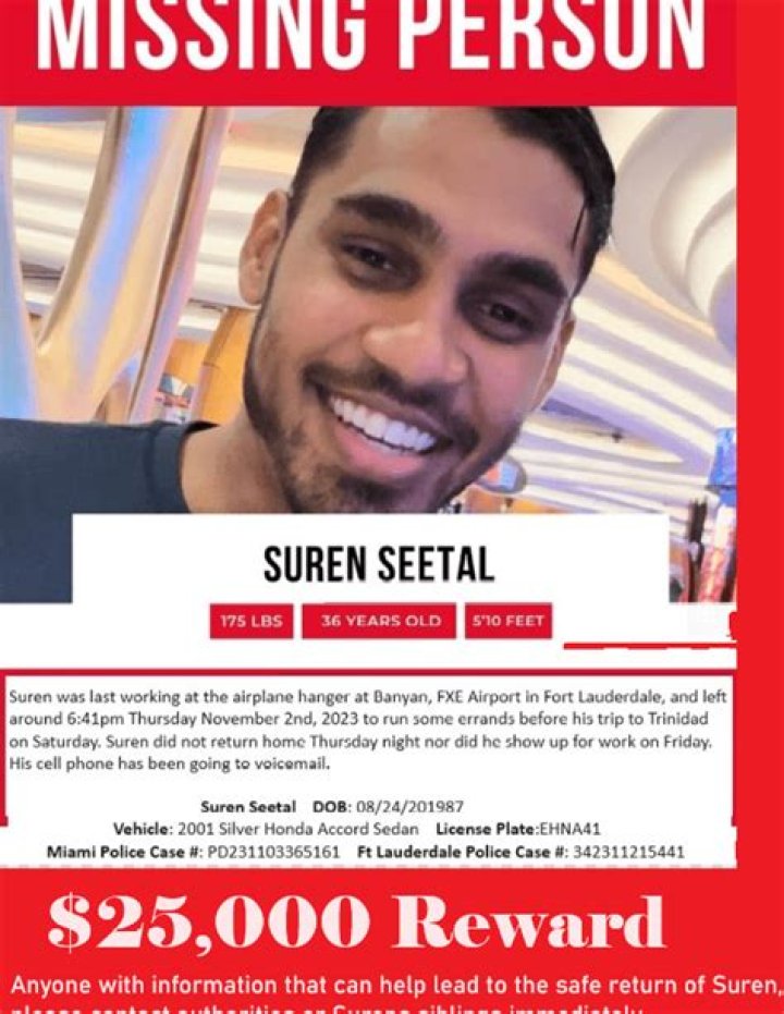 Suren Seetal Missing, Miami Florida, Suren Seetal Is Missing